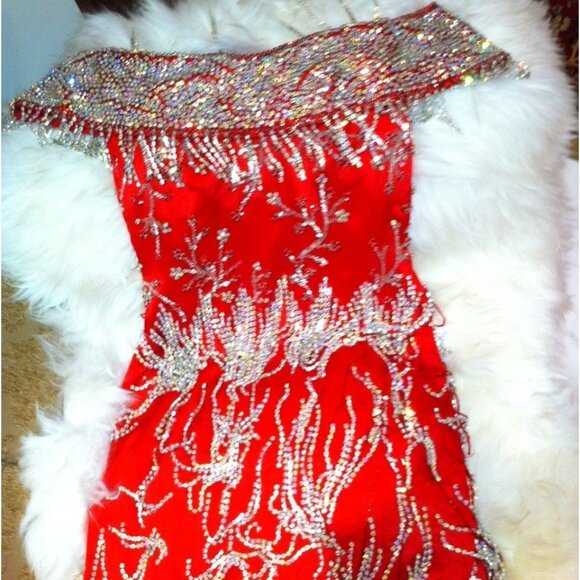 Couture Luxury Designer Wedding Evening Swarovski Crystals Runway Cocktail Dress - Picture 3 of 15